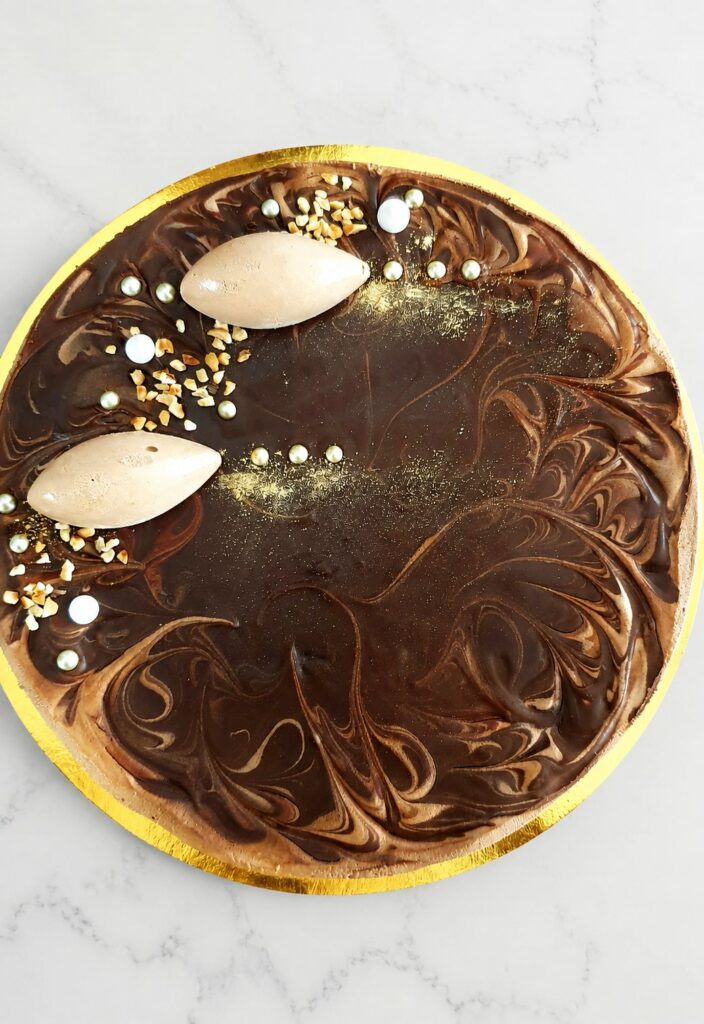 Entremets duo chocolat vu du dessus