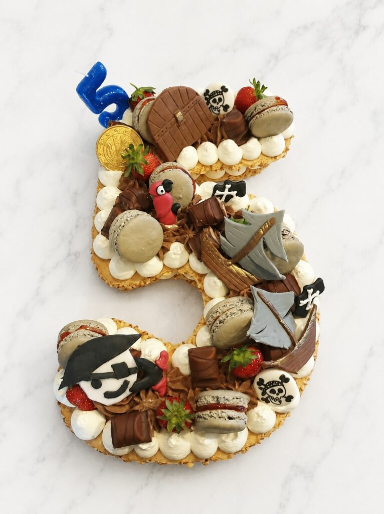 Number cake cinq sur le thème pirate