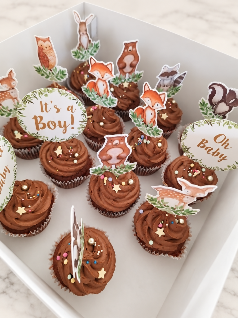 Cupcakes chocolatés au thème animaux de la forêt